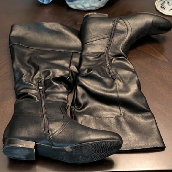 P10 DREAM PAIRS Wide Calf Faux Fur Lined Slouchy Black Boots - Picture 7 of 7